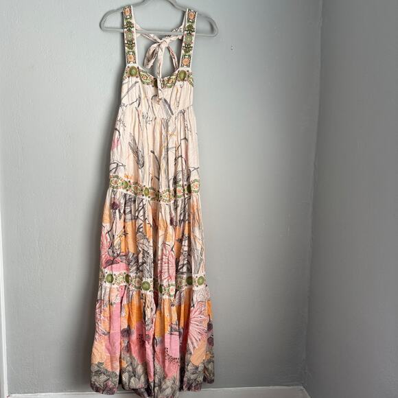 Anthropologie Square Neck Embroidered Maxi Dress XS Boho - Picture 4 of 13